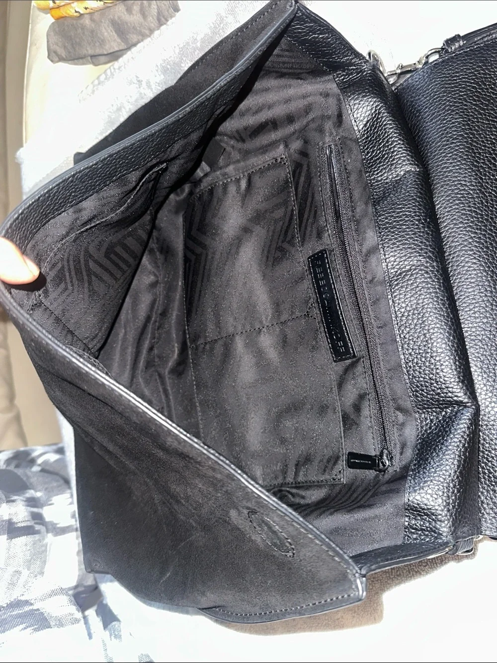Rebecca Minkoff Keith Suede and Leather Medium Satchel in Black‎